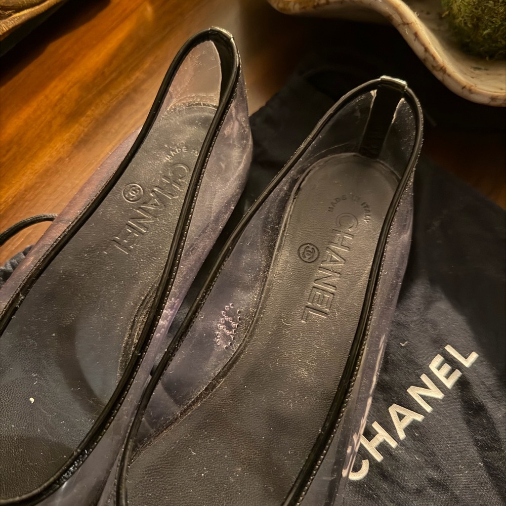 ON HOLD- DO NOT PURCHASE! Chanel Black and Transparent Flats - Picture 2 of 5
